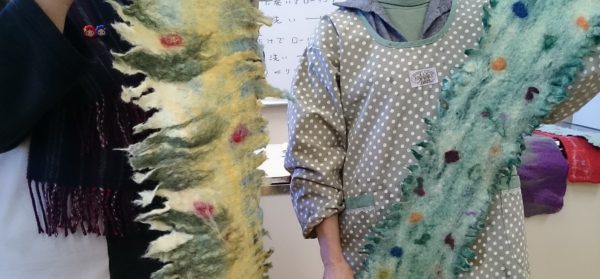 森山公民館講座　ハンドメイドフェルトのミニマフラー