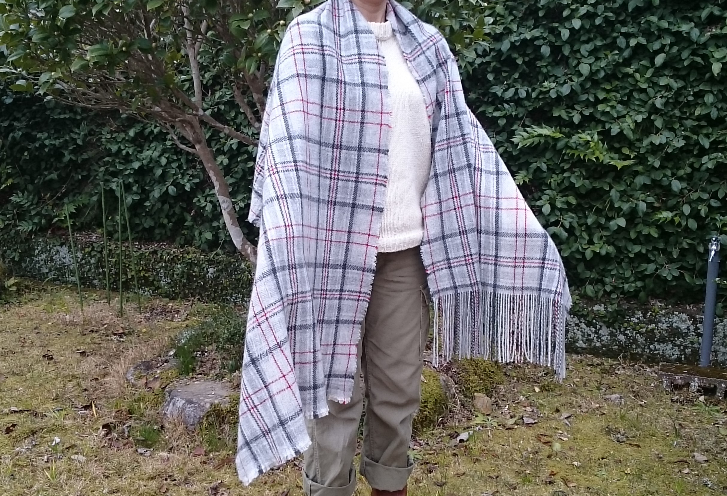 チェックのカシミアストール